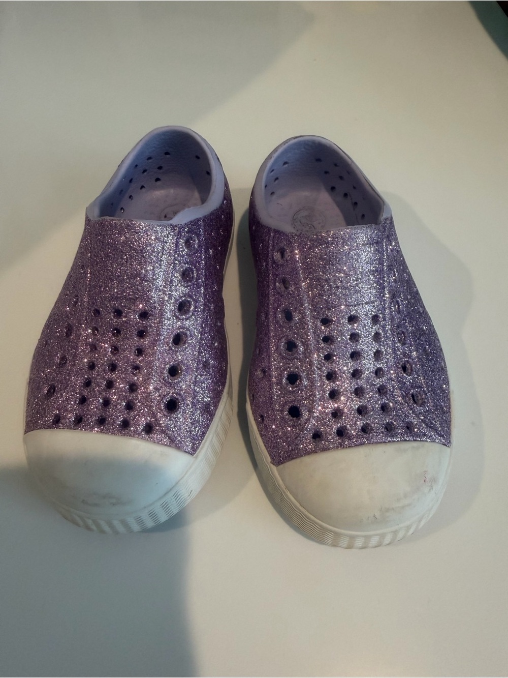 Native Kids Glitter Slip-On Shoes in Purple size c6